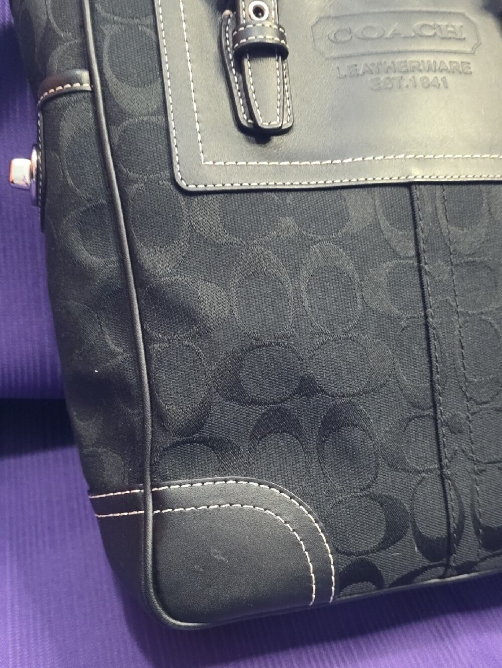 Coach Black Signature Canvas and Leather Tote - Picture 4 of 15